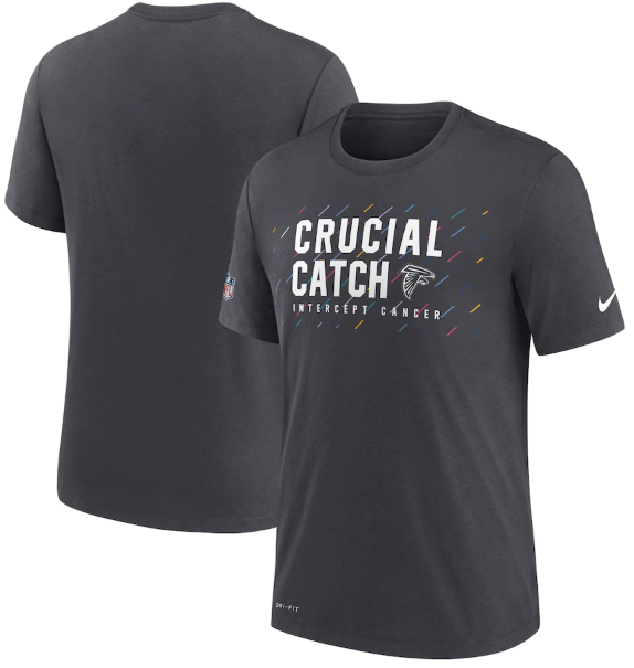 Men's Atlanta Falcons Charcoal 2021 Crucial Catch Performance T-Shirt
